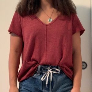 Maroon Distressed T Shirt